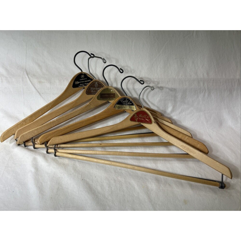 Vintage Wooden Suit Hangers Lot 5 Sioux Falls SD Men's Clothing Store Ads